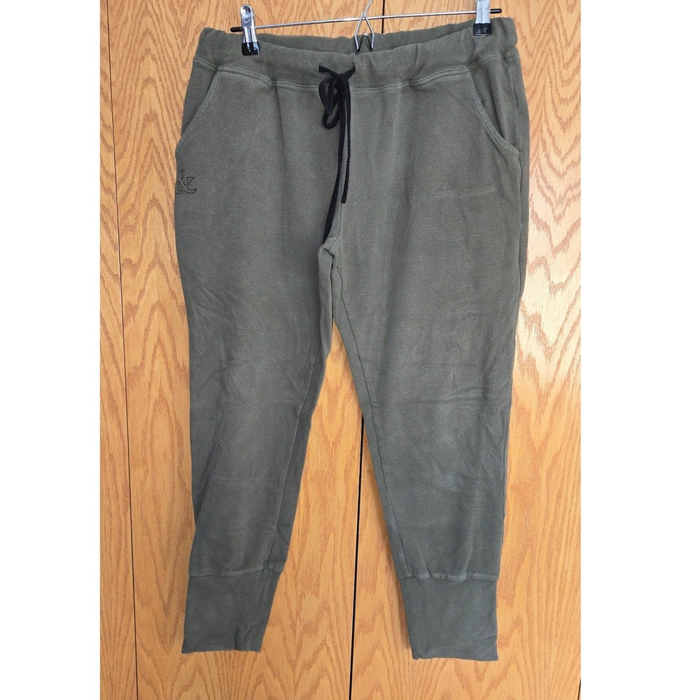 & Ampersand Mens Jogger Sweatpants Olive Green Drawstring Tapered Pants XL
